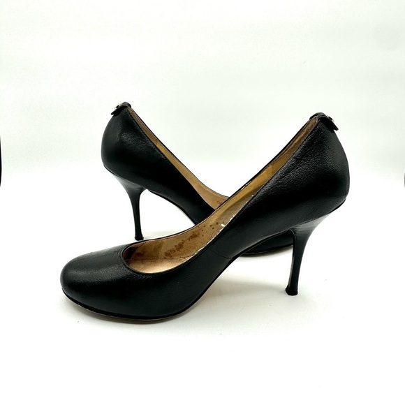 MICHEAL KORS BLACK LEATHER HEELS WOMAN SIZE 7 - Picture 9 of 13